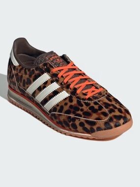 adidas Leopard-Print Sneaker with White Stripes and Orange Laces